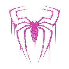 a pink spider logo on a white background