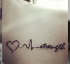 a tattoo with the word love written on it and a heart in the middle that says strength