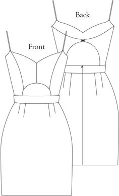 the front and back views of a dress