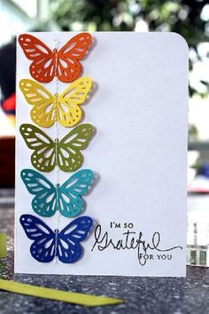 a card with colorful butterflies on it and the words, i'm so beautiful for you