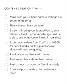 an iphone screen with the text content creation tips on it and instructions to use them