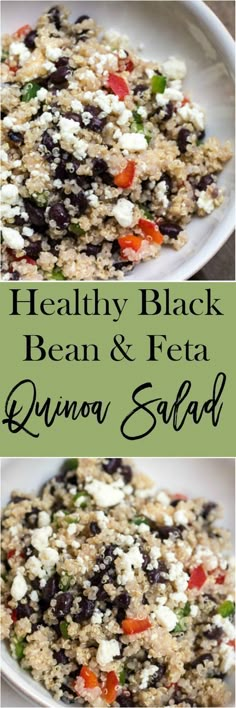 healthy black bean and feta quinoa salad