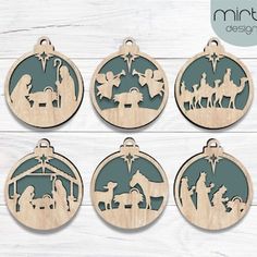 christmas ornament set with nativity scene