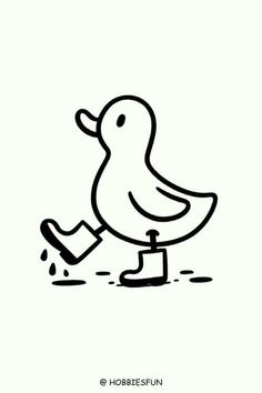 a black and white drawing of a rubber duck