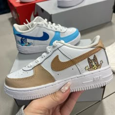 Hi! I’m Maddie And I Have A Small Business Named Kicks And Kreationz! I Design And Hand Make Custom Shoes And Clothing To Support My College Expenses! Any Support Is Greatly Appreciated! :) My Business Insta Is @Kicks_and_kreationz Custom Hand-Painted Bluey Air Force 1s, Size 10c Comes With Box, Wear And Water Resistant Cute Customized Shoes, Cute Custom Shoes, Bluey Shoes Diy, Cute Shoe Painting Ideas, Cute Shoes Sneakers Jordans, Bluey Custom Shoes, Bluey Converse, Cool Custom Shoes, Nike Air Force 1 Painting Ideas