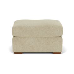 the footstool is made from fabric and has a wooden frame, with an uphol