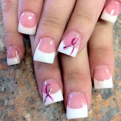 Uñas Lazo Rosa Contra el Cáncer #NailArt Pink Ribbon Nail Art, Pink Ribbon Nails October, Victoria Nails, Chase Icon, Pink Ribbon Nails, Ribbon Nails, Sarcoma Awareness, Quincy Illinois, Gel Nails French