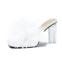 PRICES MAY VARY. Clear high heels: 3.66-inch slim high heels, 0.78-inch thick waterproof platform, square transparent TPU upper, and rubber sole. The block high heel design provides stable support, while the transparent heels adds confidence to your fashionable appearance. Fashionable Fluffy Heels: Women's fluffy slippers high heels, transparent toe, sexy white fluffy feather design, giving people a fresh, pure, and elegant feeling. Our classic high heel sandals will definitely add color to the Synthetic Wedding Shoes With 4-inch Heel For Summer, Glamorous Summer Wedding Shoes With Padded Heel, Summer Wedding Shoes With Block Heel In Synthetic Material, Summer Wedding Shoes With Block Heel In Synthetic, Block Heel Wedding Heels For Party Season, Glamorous Block Heel Wedding Shoes For Summer, Wedding Block Heel Shoes For Party Season, Party Season High Heel Block Heels, Glamorous Summer High Heel Wedding Shoes