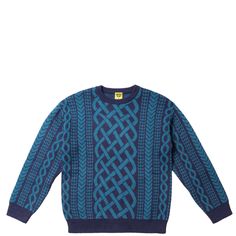 Iggy Drawn Cableknit Jacquard Sweater - Navy Jacquard Sweater, Jacquard Knit, Pattern Drawing, Cable Knit, Knit Sweater, To Look, Knitted Sweaters, That Look, Cable