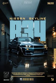 the poster for nissan skyline r34