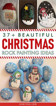 christmas rock painting ideas with text overlay