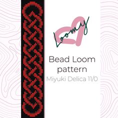 the bead loom pattern is shown in red and black