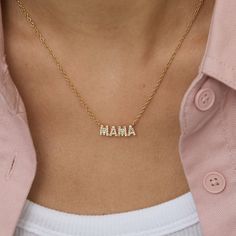 Show your Mama some love with the Pavé Mama Necklace. This necklace is the perfect way to show some appreciation for the special lady in your life. Makes a great gift for Mother's Day, a birthday or just because (you know she deserves it)! MATERIALS 14K Gold plating Pavé crystals Brass base 100% Handmade with care 100% Nickel Free SIZE Length 17"+ 3" extender Victoria Emerson, Mama Necklace, Layered Bracelets, Fine Earrings, Mother Day Gifts, Shop Necklaces, Bracelet Set, Shop Earrings, Layered Necklaces