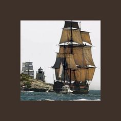 an old fashioned sailing ship in the ocean