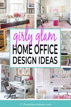 girly glam home office design ideas Glam Home Office Ideas, Pink Home Office Ideas, Glam Office Ideas, Beautiful Office Decor, Girly Home Office, Glam Office Decor, Pink Home Office, Pink Desk Chair, Room Murals