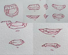 four different types of teeth drawn on paper