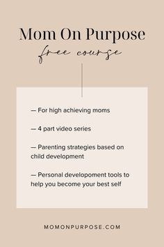 FREE course for high achieving moms that includes mindset, habits, and parenting. Parenting Strategies, Child Development, Parenting