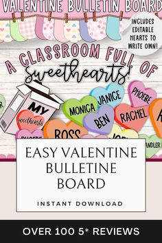 valentine's day bulletin board with the words, easy valentine bulletin board and instructions