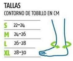 the feet and ankles are labeled in spanish, with corresponding measurements for each shoe size