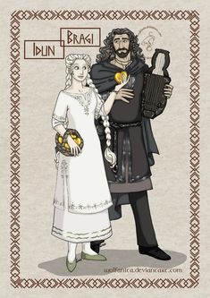 an image of a man and woman dressed up in medieval clothing, with the caption den eragi