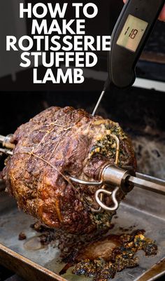 a lamb on a spit. Rotisserie Leg Of Lamb Recipes, Lamb Rotisserie Recipe, Butterflied Leg Of Lamb Recipes, Boneless Lamb Leg, Roadhouse Recipes, Rotisserie Lamb, Vertical Rotisserie