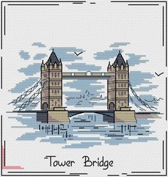 the tower bridge is shown in this cross stitch pattern