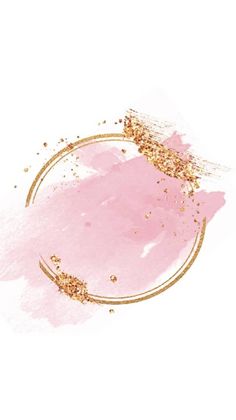 pink and gold paint with a golden circle frame