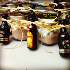 several jars filled with different types of food