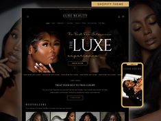 the website for luxury hair salons is displayed