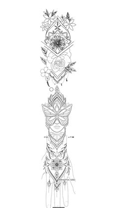 an image of a line drawing with flowers and leaves on the bottom half of it