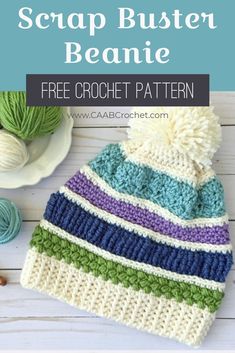 a crocheted beanie is shown with the text, free crochet pattern