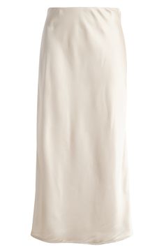 Complete your look with the understated sophistication of this smooth satin midi skirt. 32 1/2" center front length (size Medium) Unlined 54% polyester, 46% rayon Machine wash, line dry Imported Elegant Solid Color Satin Skirt, Classic Satin Skirt For Evening, Elegant Silk Midi Maxi Skirt, Classic Silk Midi Skirt, Classic Silk Flared Skirt, Elegant Satin Midi Length Skirt, Elegant Bias Cut Midi Skirt, Elegant Satin Midi Bottoms, Elegant Satin Midi-length Bottoms