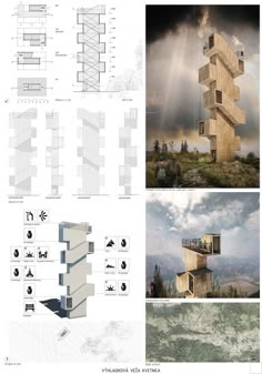 an architectural drawing shows the various sections of a building that are made out of wood