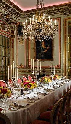 an elegant dining room set up for a formal dinner