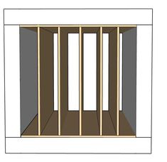 a drawing of a closet with the door open and shelves in place to be built