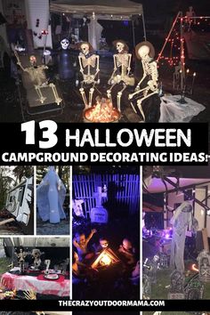 halloween decorations with text overlay that reads 13 halloween campground decor ideas