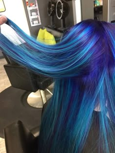 I'm obnoxious Blue And Orange Hair, Purple Blue Hair, Purple And Blue Hair, Blue And Purple Hair, Bright Blue Hair, Brunette Hair Cuts, Rainbow Hair Color, Teal Hair, Gorgeous Hair Color