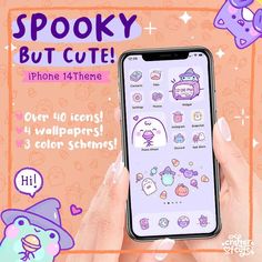 someone is holding up their phone with the caption spooky but cute