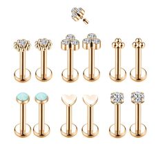 PRICES MAY VARY. Made of surgical stainless steel and high-quality zircon,high-quality protein stone is firm,not easy to deform, fade or allergy, easy to clean Size 16G (1.2mm),Length 0.3inch (8mm),Top Jewelry Size 3mm-4mm 12 Pcs labret studs in 6 different styles.They are easy to put in and easy to screw the top on Perfect Size As Labret Studs, Also As Monroe Piercings, Lip Barbell, Tragus Piercings, Helix Piercings, Conch Piercings, Cartilage Piercings, Daith Piercings,Tragus Piercing Jewelry, Tragus Hoop Earrings, Monroe Lip Piercing, Piercing Flat, Piercings Lip, Piercings Tragus, Tragus Earrings Hoop, Daith Piercings, Lip Piercing Jewelry, Conch Piercings