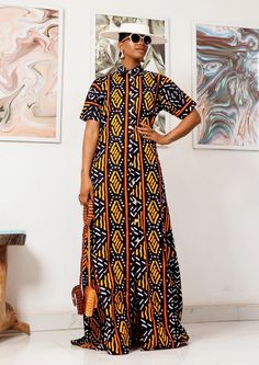 "PRODUCT DETAILS: Designed in the U.S., hand-crafted in Africa Delivery within 2 weeks Multiple prints available Introducing our stunning \"Beautiful Color Up\" Print Kaftan Dress, a perfect blend of African style, bohemian elegance, and contemporary fashion. Crafted with meticulous attention to detail, this exquisite kaftan dress is designed to make you feel effortlessly stylish and utterly confident wherever you go. The vibrant and eye-catching print showcases a harmonious fusion of colors, re Long Kaftan Dress African, Orange Printed Short Sleeve Maxi Dress, Black Printed Short Sleeve Maxi Dress, Black Printed Maxi Dress With Short Sleeves, Traditional Printed Floor-length Maxi Dress, Multicolor Casual Floor-length Dress, Casual Multicolor Floor-length Dress, Traditional Batik Print Short Sleeve Maxi Dress, Traditional Batik Print Maxi Dress With Short Sleeves