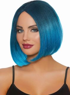 Amazon.com: Dreamgirl Womens Blue Ombre Bob Wig Costume, Mid-Length Steel Bright Blue Ombre Bob Wig, Halloween Costume Wig Accessory - Standard : Beauty & Personal Care Ombre Bob Wig, Wig Costume, Ombre Bob, Edgy Short Hair, Bob Wig, Costume Wigs, Wig Accessories, Blue Ombre, Bob Wigs