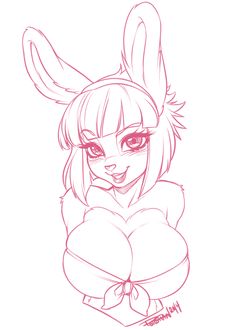 a drawing of a girl with bunny ears