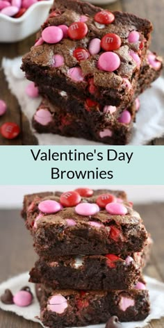 valentine's day brownies stacked on top of each other