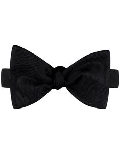 Faille Bow in Black - The Ben Silver Collection Luxury Classic Bow With Ties, Luxury Detachable Bow For Black Tie Events, Luxury Satin Bow For Evening, Luxury Bow With Decorative Design For Black Tie Events, Elegant Fitted Bow Tie For Evening, Fitted Satin Bow For Evening, Elegant Black Bow Tie For Business, Luxury Decorative Bow For Black Tie Events, Luxury Detachable Bow For Formal Occasions