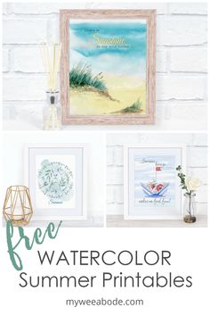 the free watercolor summer printables are perfect for your home