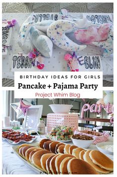 Pancake And Pajama Party Activities, Pancakes And Pajamas Party Activities, Girl Birthday Sleepover Party Ideas, Sleepover Party Ideas For Girls Kids, 10 Bday Party Ideas Girl, 9th Birthday Sleepover Ideas, Pajama Birthday Party Ideas Kids, 10 Girl Birthday Party Ideas, 6th Birthday Party Ideas For Girls Theme