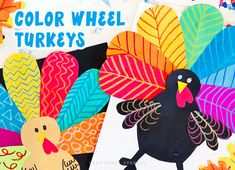 colorful turkeys are featured in this handmade thanksgiving card