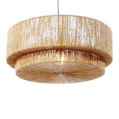 a chandelier hanging from the ceiling with fringes on it's sides