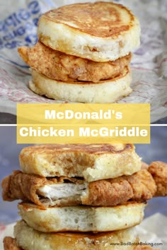 mcdonald's chicken mcgridle sandwiches stacked on top of each other