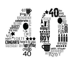 the number forty birthday card is made up of black and white typograms